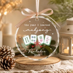 Personalized Mahjong Group Gifts, Custom The Year I Learned Mahjong Ornament, Mahjong Club Christmas Gift 2026, Mahjong Players Gift 画像 9