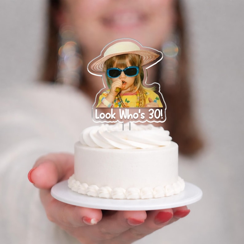 Custom Vintage Photo Acrylic Cake Topper, Personalized Photo Cake Topper, 30th Birthday Party Decoration, Wedding Anniversary Cake Topper Bild 3