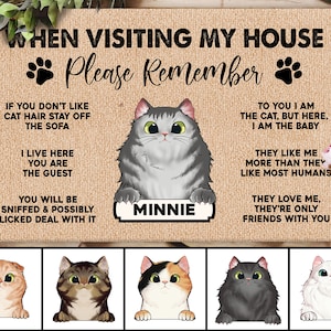 Personalized Cat Doormat, Custom Cat Welcome Mat, Funny Cat Lovers Gift, Housewarming Gift, Front Doormat, Welcome Doormat, New Home Gifts