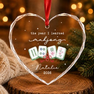 Personalized Mahjong Group Gifts, Custom The Year I Learned Mahjong Ornament, Mahjong Club Christmas Gift 2026, Mahjong Players Gift 画像 5