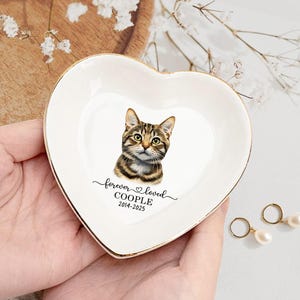 Personalized Dog Cat Photo Ring Dish, Custom Pet Portrait Jewelry Dish, Dog Mom Trinket Dish, Pet Lovers Gift, Mother’s Day Gift for Cat Mom zdjęcie 5