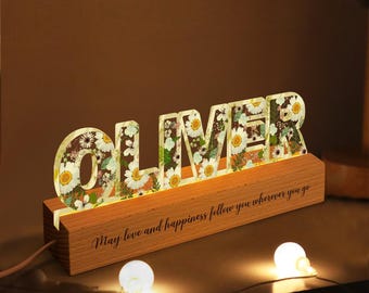 Personalized Name Night Light Gift for Her, Mothers Day Gift, Besties Birthday Gift, Mom Gifts, Custom Floral Night Light Gift for New Baby