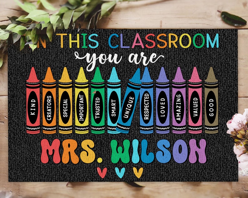 Classroom Welcome Mat, In this Classroom Teacher Rug, Teacher Personalized Gifts, Classroom Decor, Back to School Decor, New Teacher Gift image 9