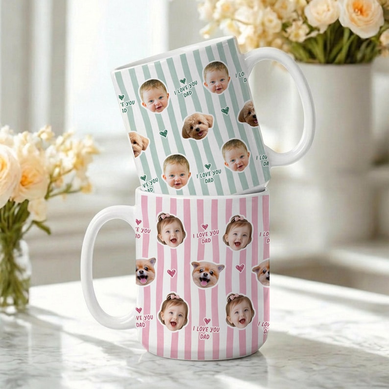 Custom Baby Photo Retro Mug, Best Dad Ever Personalized Father's Day Gift, First Time Daddy Appreciation, Dad Birthday Gift, Grandpa Present image 4