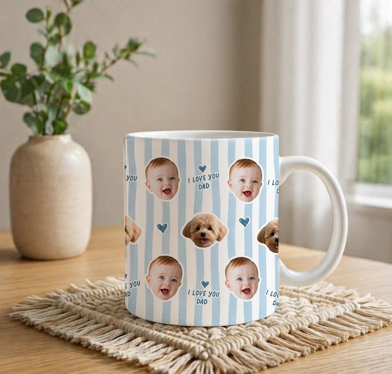 Custom Baby Photo Retro Mug, Best Dad Ever Personalized Father's Day Gift, First Time Daddy Appreciation, Dad Birthday Gift, Grandpa Present image 5