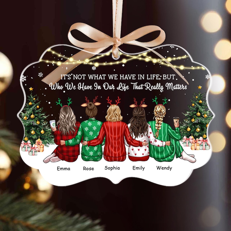 Custom Best Friend Ornament 2026, Personalized Besties Ornament, BFF Friendship Gifts, Friends Christmas Keepsake Gift, Girl Group Gift Xmas image 9