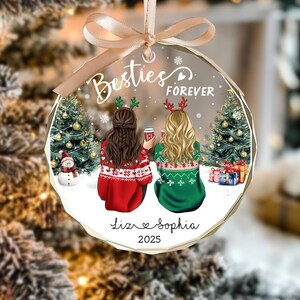 Custom Best Friends Christmas Ornaments, Friendship Besties Ornament 2026, Gift for Friend, Gift for Her, Friend Christmas Keepsake Ornament image 7