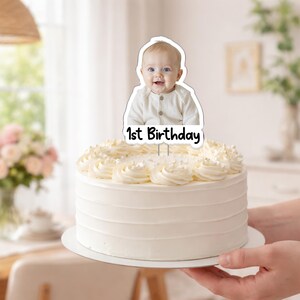 Custom Photo Birthday Cake Topper, Personalized Photo Birthday Cake Decor, Milestone Birthday Baby Photo Topper, Birthday Party Decor Gift image 8