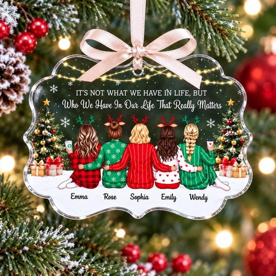 Custom Best Friend Ornament 2026, Personalized Besties Ornament, BFF Friendship Gifts, Friends Christmas Keepsake Gift, Girl Group Gift Xmas