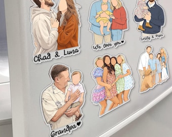 Custom Acrylic Family Photo Magnet, Personalized Family Picture Keepsake Gift, Pet Portrait Magnets, Picture Fridge Magnet, Couple Gifts