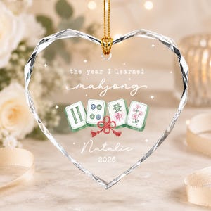 Personalized Mahjong Group Gifts, Custom The Year I Learned Mahjong Ornament, Mahjong Club Christmas Gift 2026, Mahjong Players Gift 画像 3