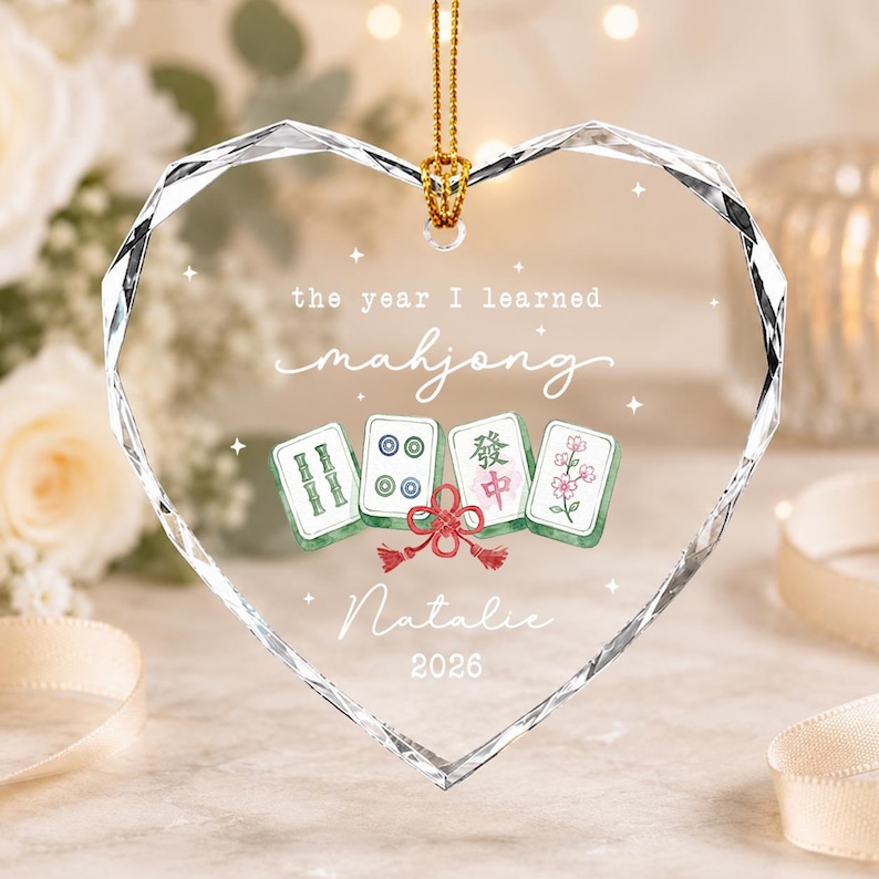 Personalized Mahjong Group Gifts, Custom The Year I Learned Mahjong Ornament, Mahjong Club Christmas Gift 2026, Mahjong Players Gift 画像 3