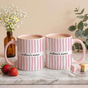 Personalized Mom Stripe Ceramic Mug, Custom Name Mother's Day Gift for Mom, New Mom Gift Idea, First Time Grandma Gifts image 5
