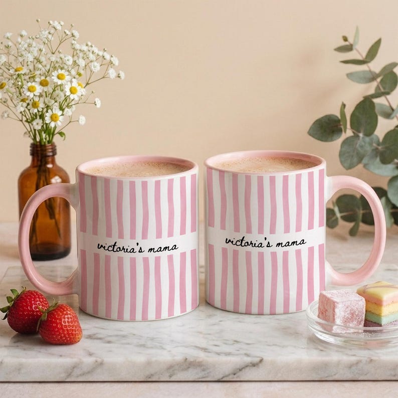 Personalized Mom Stripe Ceramic Mug, Custom Name Mother's Day Gift for Mom, New Mom Gift Idea, First Time Grandma Gifts image 5