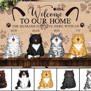 Custom Cat Welcome Mat, Personalized Cat Doormat, Funny Cat Lovers Gift, Housewarming Gift, Front Doormat, Welcome Doormat, New Home Gifts