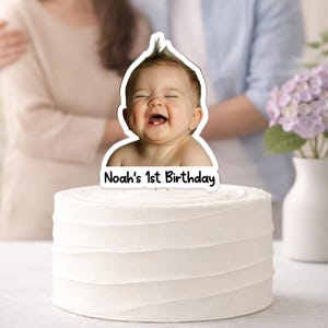 Custom Photo Birthday Cake Topper, Personalized Photo Birthday Cake Decor, Milestone Birthday Baby Photo Topper, Birthday Party Decor Gift image 5