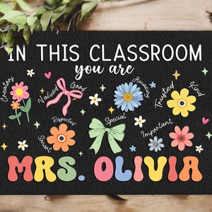 Personalized Classroom Doormat, Custom Teacher Welcome Mat, Classroom Decor, Teacher Rug, Classroom Rug, Teacher Gifts, Back to School Decor