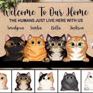Personalized Cat Doormat, Custom Cat Welcome Mat, Welcome Home Mat, Cat Lover Gifts, Cat Mom Gift, Cat Dad Gift, Cat Mat, Housewarming Gifts