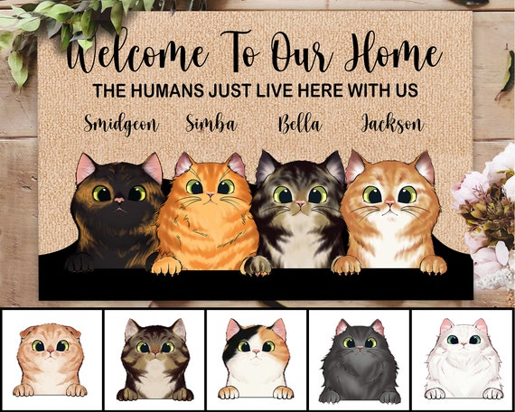 Personalized Cat Doormat, Custom Cat Welcome Mat, Welcome Home Mat, Cat Lover Gifts, Cat Mom Gift, Cat Dad Gift, Cat Mat, Housewarming Gifts