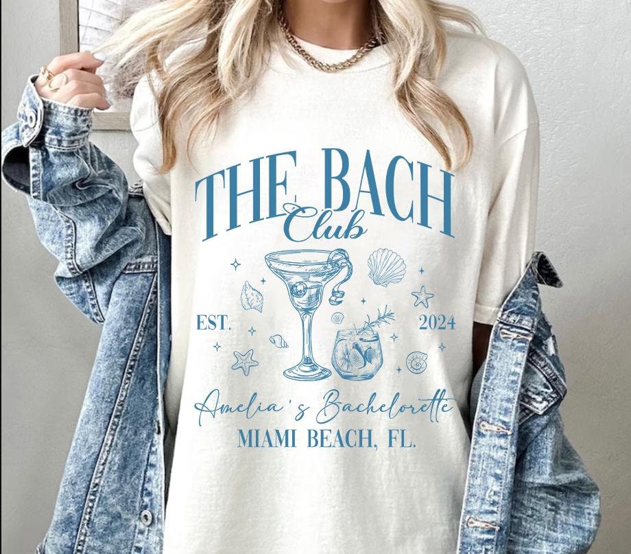 Custom Location Bachelorette Party Shirts, Beach Bachelorette Shirts, The Bach Club Bachelorette Shirt, Social Club Bach Luxury Bachelorette