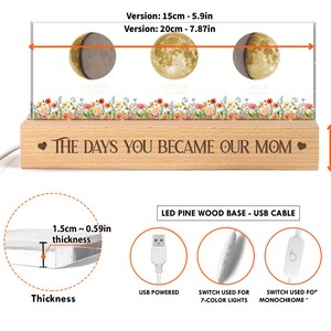Custom Moon Phase by Date Night Light Gift for Mom, Mothers Day Gift for Grandma, Personalized Mom Moon Phase Lamp, Mom Gifts, Birthday Gift image 8