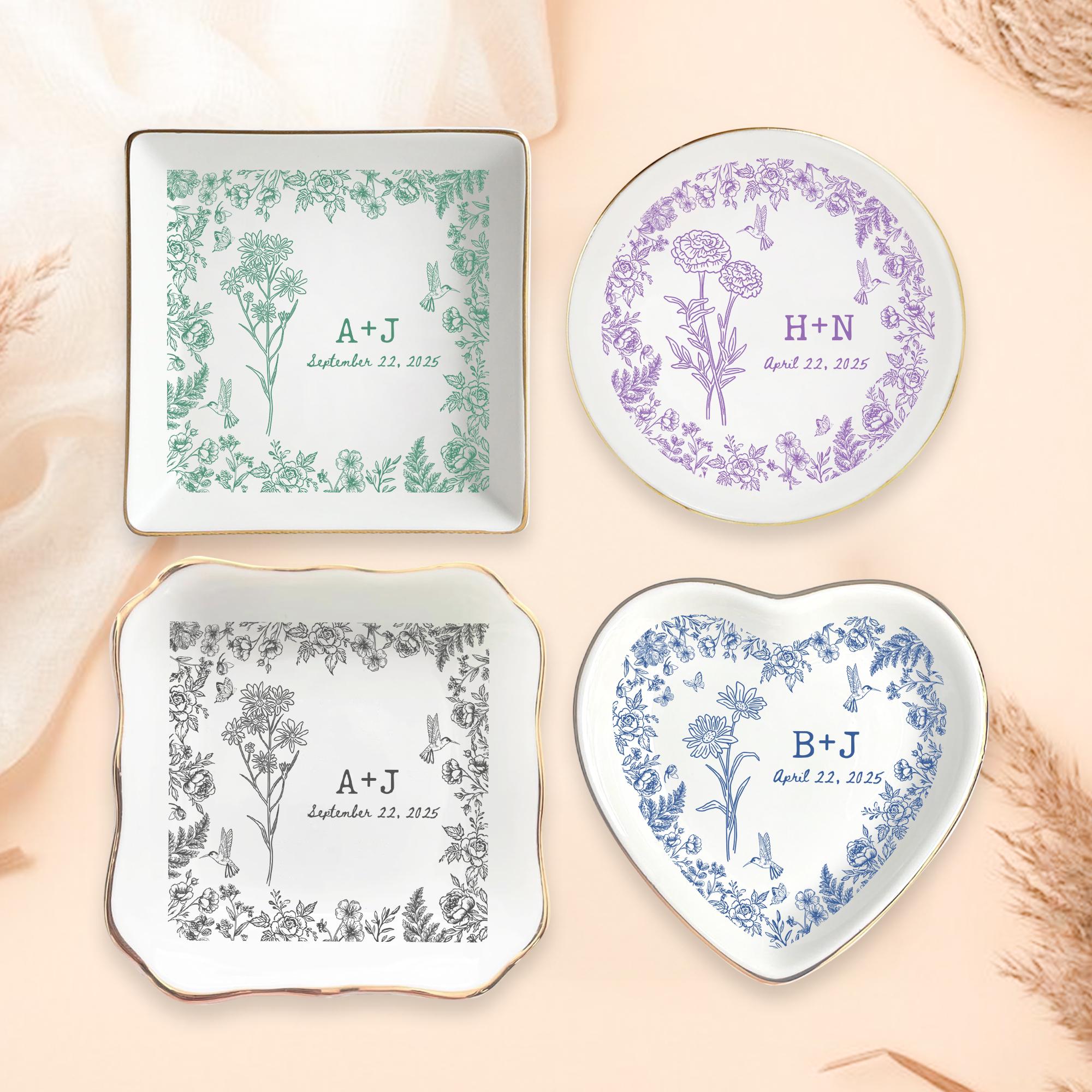 Personalized Ceramic Wedding Ring Dish: Initial & Date Keepsake - Etsy