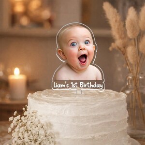 Custom Photo Birthday Cake Topper, Personalized Photo Birthday Cake Decor, Milestone Birthday Baby Photo Topper, Birthday Party Decor Gift image 7