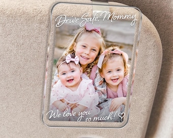 Personalized Car Visor Clip Gift for Mom, Custom Photo Memory Keepsake Gift, Mothers Day Gift from Daughter Son, Picture Drive Safe Gift