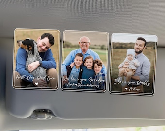 Personalized Father's Day Gift for Dad, Custom Photo Car Visor Clip, Custom Photo Gift for Him Unique Dad Gift from Kids, Dad Birthday Gift
