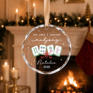 Personalized Mahjong Group Gifts, Custom The Year I Learned Mahjong Ornament, Mahjong Club Christmas Gift 2026, Mahjong Players Gift 画像 8