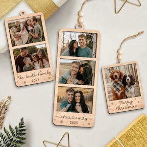Custom Photo Strip Ornament, Personalized Photo Strip Christmas Ornament 2025, First Married Christmas Ornament, Family Photo Frame Ornament