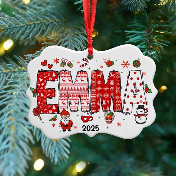 BULK DISCOUNT Custom Name Ornament for Kids, Personalized Christmas Ornament 2025, Christmas Ornament Tree Decor, Kids Ornament, Xmas Gift