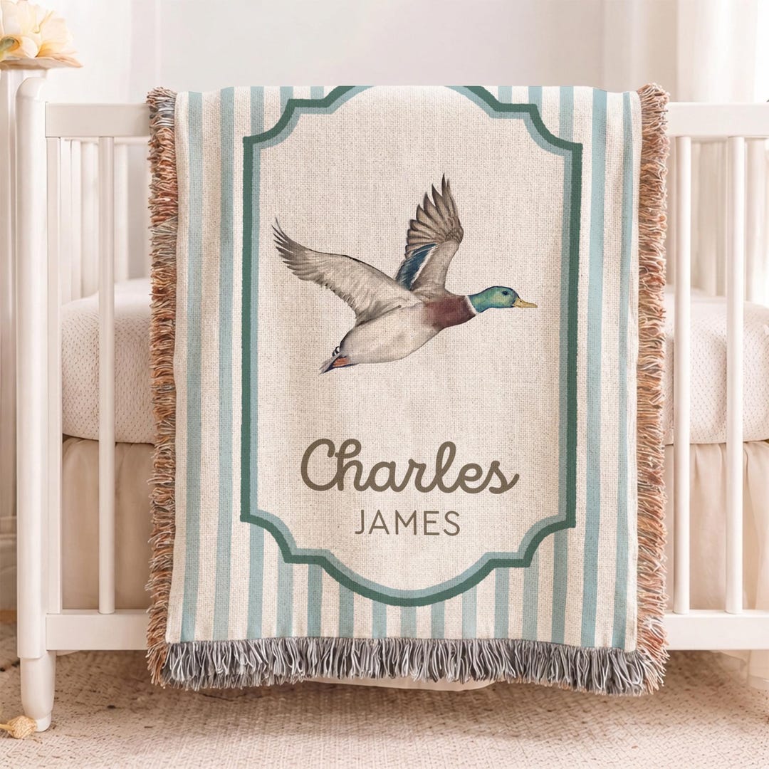 Custom Mallard Duck Baby Blanket, Personalized Mallard Duck Baby Name ...