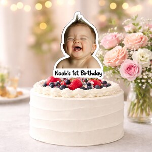 Custom Photo Birthday Cake Topper, Personalized Photo Birthday Cake Decor, Milestone Birthday Baby Photo Topper, Birthday Party Decor Gift image 9