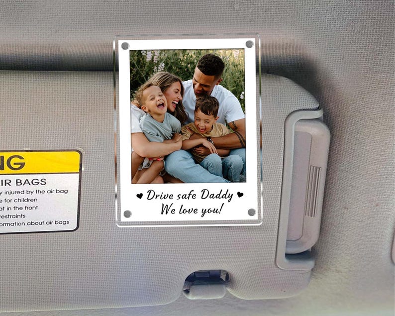 FREE PHOTO Custom Photo Car Visor Clip, Fathers Day Gift for Dad, Dad Gifts from Kids, Personalized Gift for Grandpa, Dad Birthday Gifts image 9