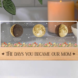 Custom Moon Phase by Date Night Light Gift for Mom, Mothers Day Gift for Grandma, Personalized Mom Moon Phase Lamp, Mom Gifts, Birthday Gift image 3