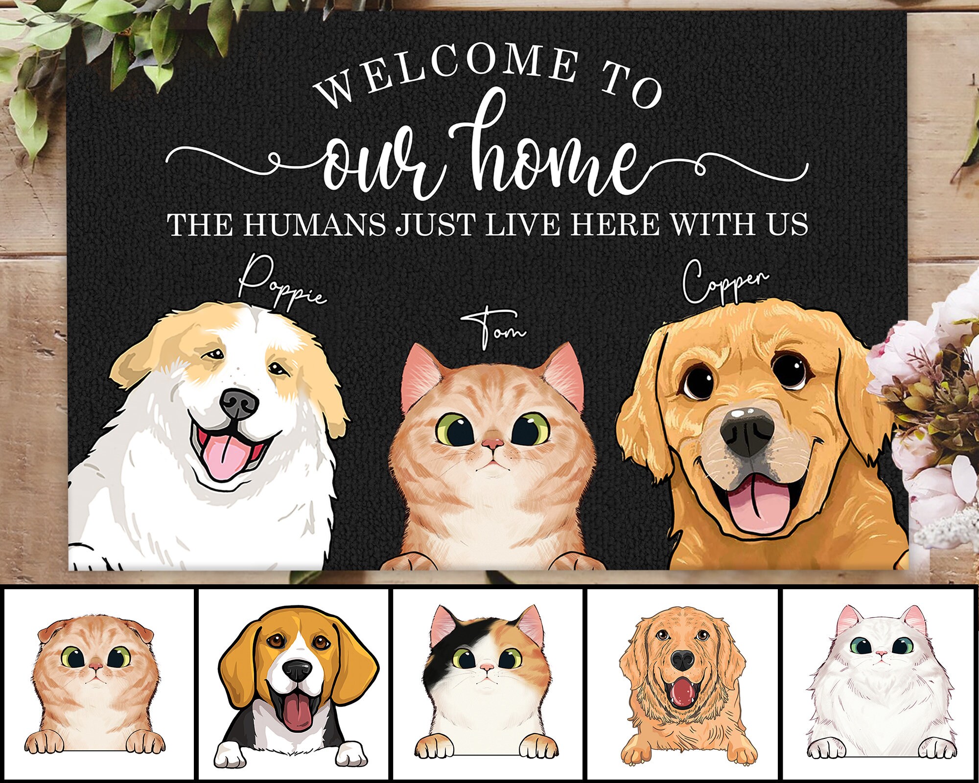 Personalized Pet Doormat - Up To 5 Dogs/Cats - Independence Day Gift I - Store