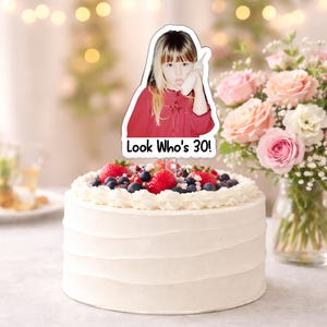 Custom Vintage Photo Acrylic Cake Topper, Personalized Photo Cake Topper, 30th Birthday Party Decoration, Wedding Anniversary Cake Topper Bild 6