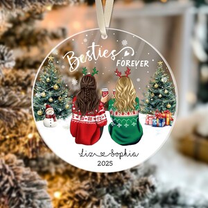 Custom Best Friends Christmas Ornaments, Friendship Besties Ornament 2026, Gift for Friend, Gift for Her, Friend Christmas Keepsake Ornament image 5