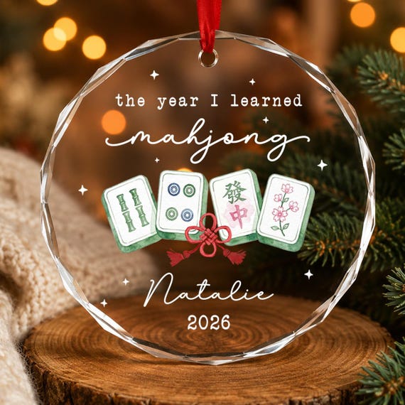 Personalized Mahjong Group Gifts, Custom The Year I Learned Mahjong Ornament, Mahjong Club Christmas Gift 2026, Mahjong Players Gift