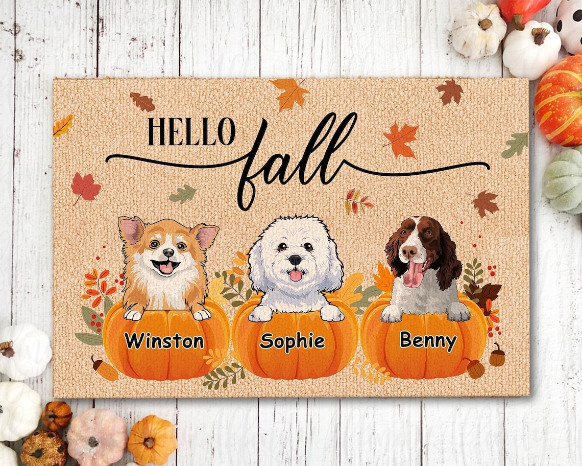 Personalized Fall Dog Doormat.