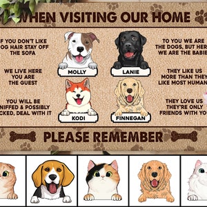 Custom Dog Welcome Mat, Personalized Dog Doormat, Funny Dog Lovers Gift, Housewarming Gift, Front Doormat, Welcome Doormat, New Home Decor