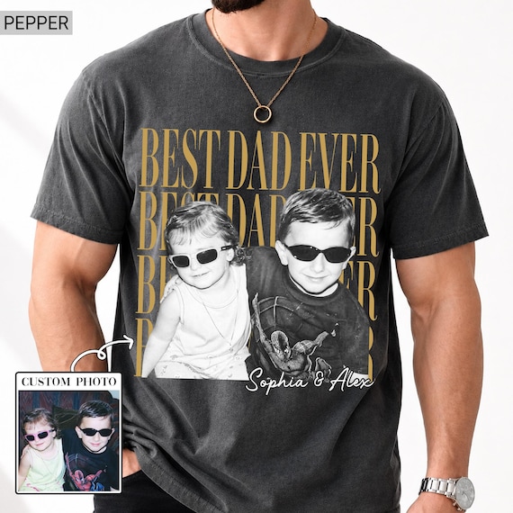 Custom Dad  Photo Shirt with Kids Photo, Personalized Fathers Day Shirt, Funny Dad Shirt, Best Dad Ever Shirt, New Dad Gift, Grandpa Shirt