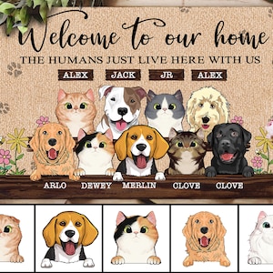 Personalized Dog Cat Doormat, Custom Pet Welcome Mat, Funny Dog Mat, Cat Mat, Welcome To Our Home Doormat, Pet Lover Gift, Funny Welcome Mat