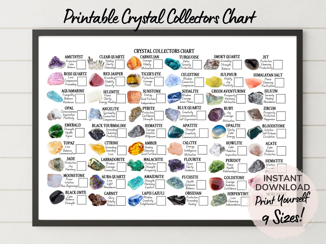 Printable Crystal Collectors Chart 54 Crystals to Collect - Etsy