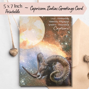 Capricorn Greetings Card Capricorn Zodiac Birthday Card Celestial Style Design Capricorn Star Sign Card Capricorn Birthday Gift Card