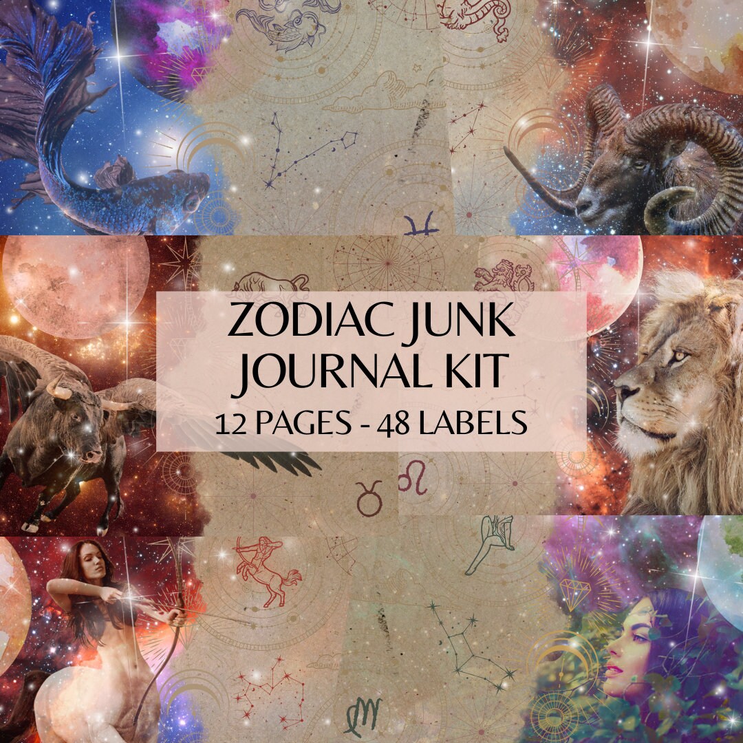Zodiac Junk Journal Pages, Astrology Scrapbook Pages, Celestial Journal ...