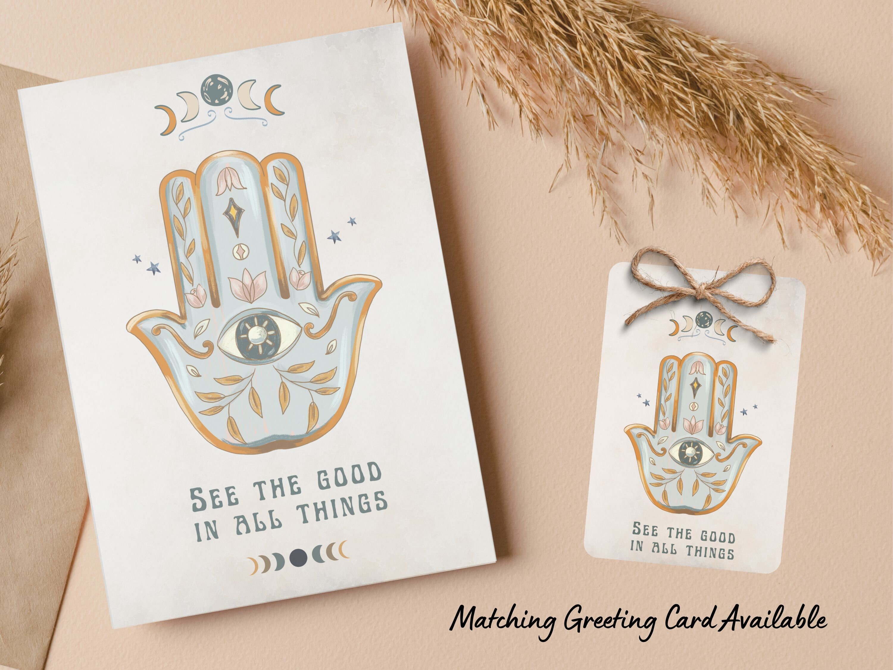 Boho Hamsa Hand Printable Gift Tags, See the Good in All Things, Evil ...