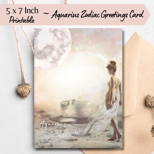 Carte de voeux Verseau Carte d'anniversaire zodiaque Verseau Design de style céleste Carte signe astrologique Verseau Cadeau d'anniversaire Verseau Carte du zodiaque