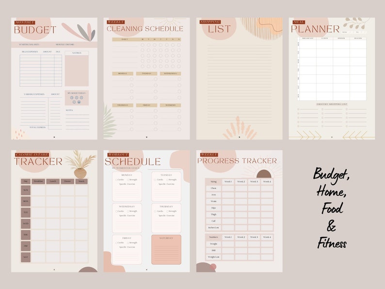 Boho Style Printable Personal Planner, Neutral Tones Life Planner ...